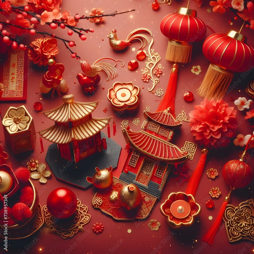 Naklejka premium chinese new year lanterns