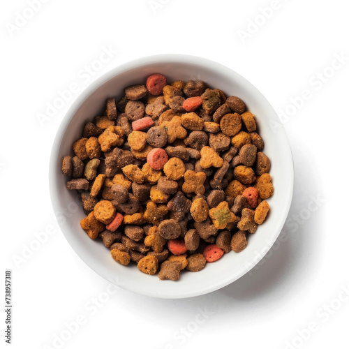 Bowl of dog or cat dry food on a transparent background