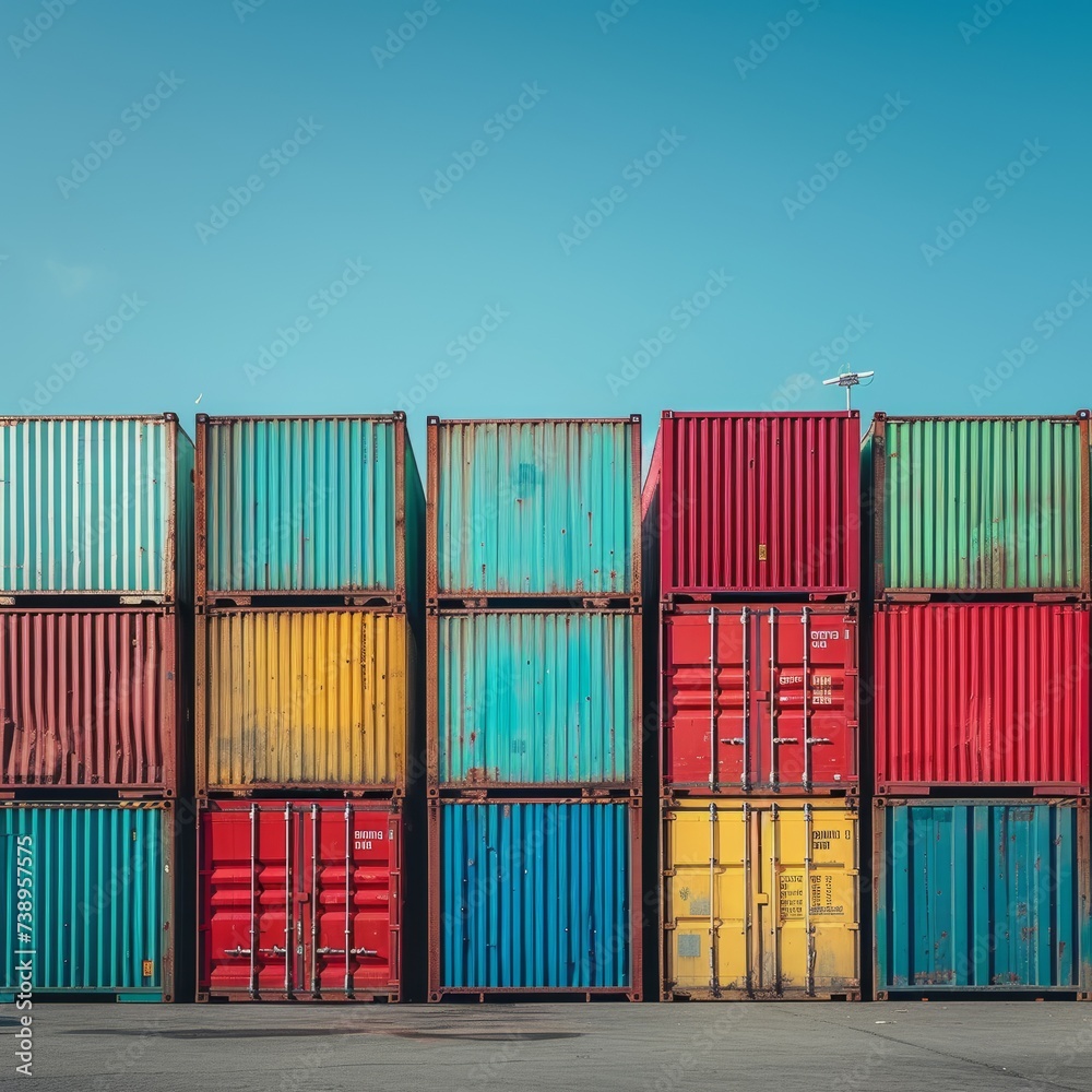 Fototapeta premium Stacked Cargo Containers in the Port