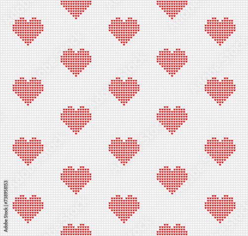 Pixel design Hearts seamless pattern stock illustration.