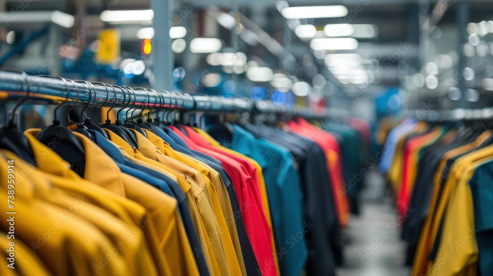 Lots of shirts hanging in a row on coat hangers created with Generative AI Lots of shirts hanging in a row on coat hangers created with Generative AI