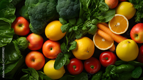 Colorful Assortment of High-quality, Fresh, Organically Grown Fruits and Vegetables
