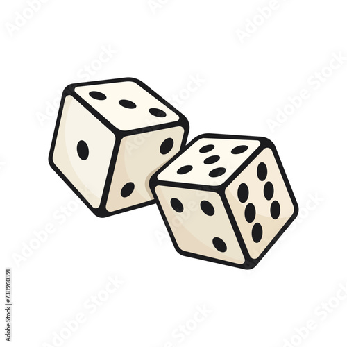 Two dice vector illustration, casino dices, gamble dice, board game dices