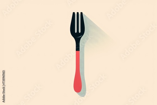 Red-Handled Fork on White Background