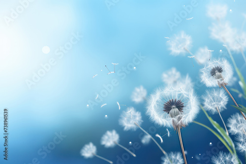 Dandelion seeds drifting in the breeze  a metaphor for change and hope AI Generative.