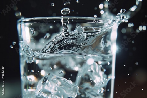 Refreshing Glass Filled With Water and Ice Cubes photo