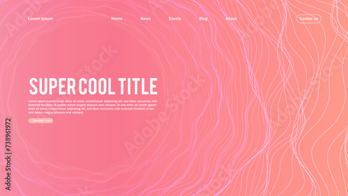 Landing page abstract design with sphere element. Template for website or app.
