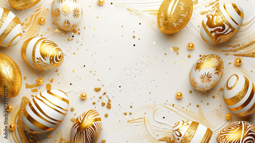Golden Elegance: Easter Eggs in Clipart for a Prestigious Card.