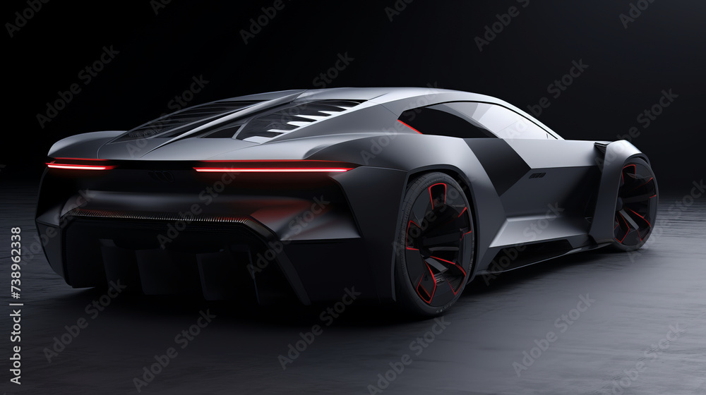 Sleek autonomous concept car in a dark studio setting, AI Generative.