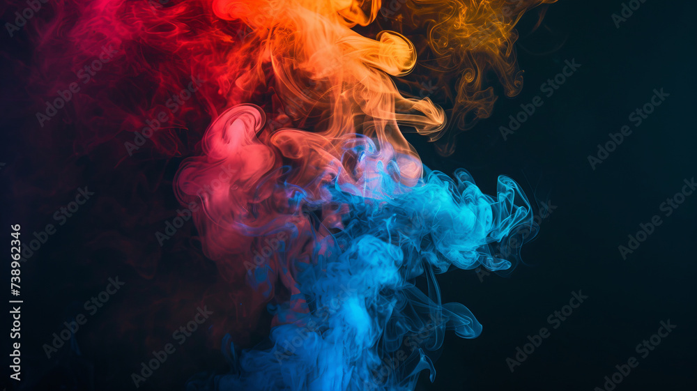 Fototapeta premium Mesmerizing swirls of colorful smoke, capturing a blend of art and mystery, AI Generative.