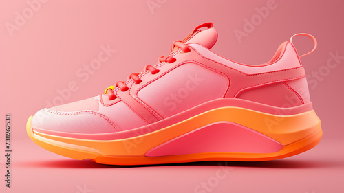 Stylish pink and orange sneakers, a vibrant choice for fashion-forward individuals, AI Generative.