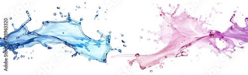 dynamic, high-speed photograph of a multi-colored liquid splash, isolated on white
