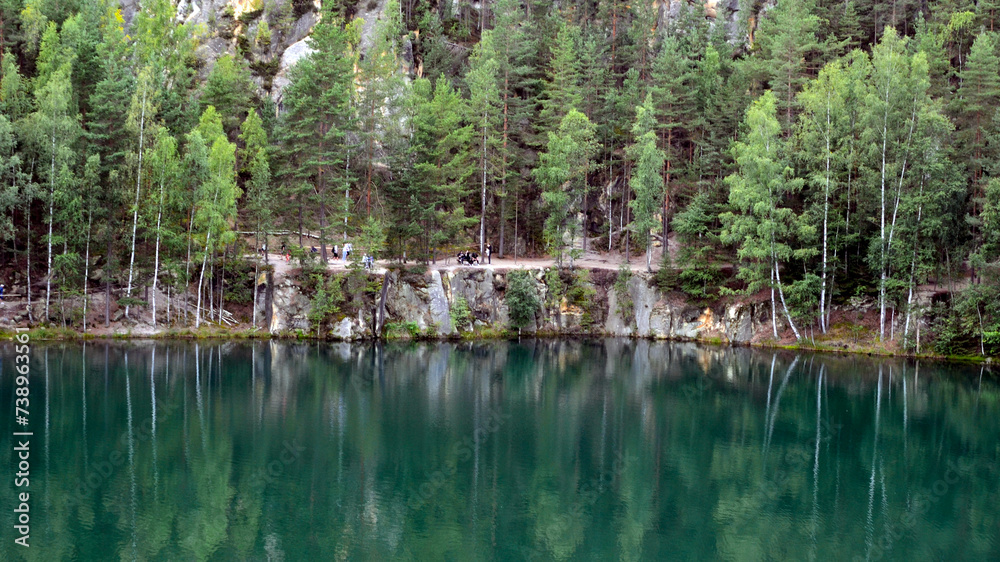 Rock city in Adrspach, Czech Republic. Quarry lake in Adrspach-Teplice Rocks Nature Park