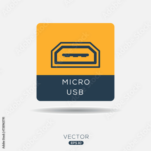 Micro USB port Icon, Vector sign.