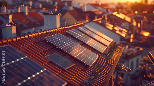 Harnessing Renewable Energy: Modern Solar Panels on Rooftops for Green Energy Solutions