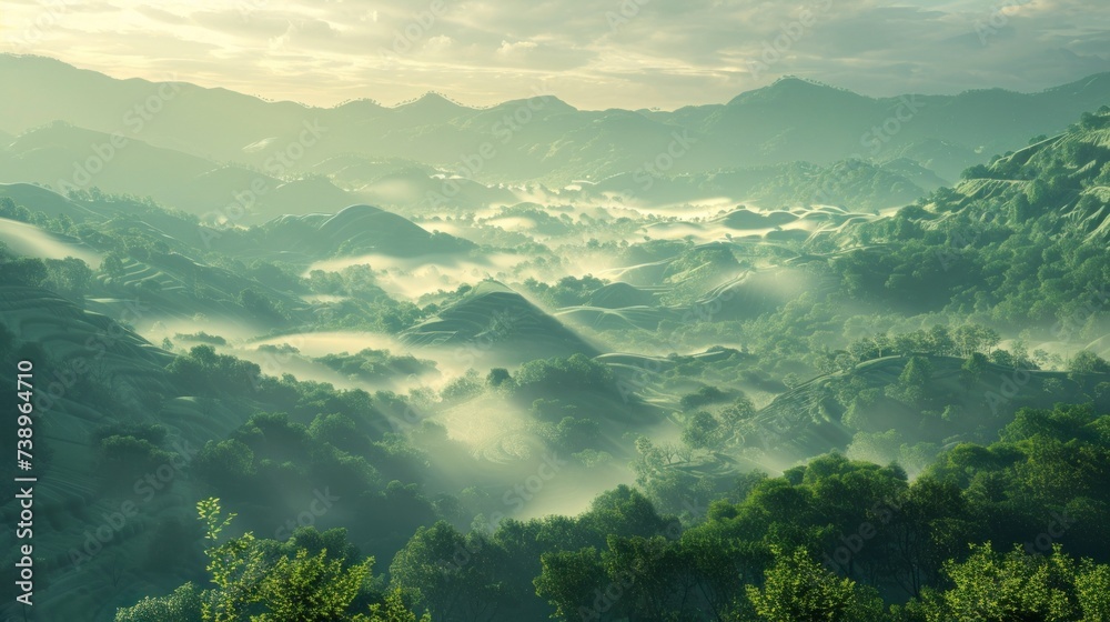 beautiful landscape of mountains in the amazon with fog - obrazy, fototapety, plakaty 