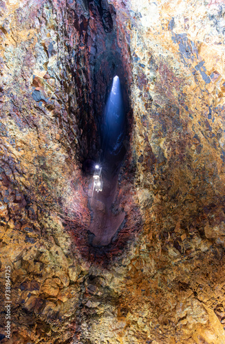 The interior of the magma chamber of the Thrihnukagigur, a dormient volcano near Reykjavik, in Iceland photo