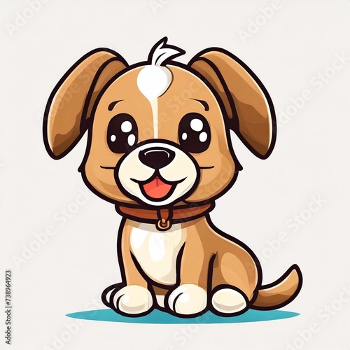 Cute dog logo, 2d flat illustration, drawing cartoon for design.