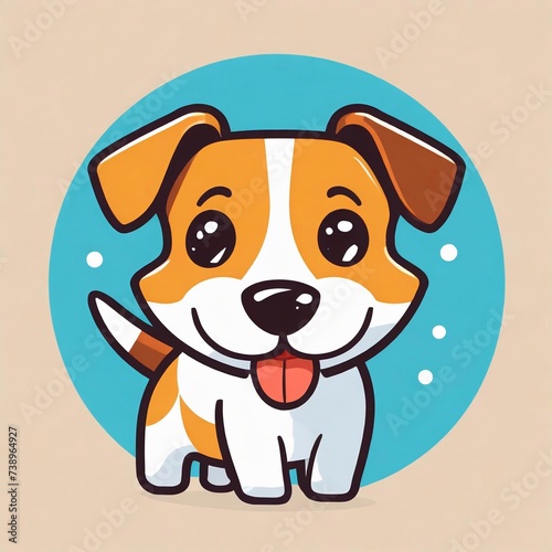 Logo happy dog jack russell terrier  2d flat illustration  drawing cartoon for design.