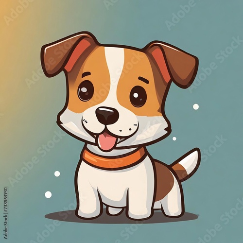 Small dog jack russell terrier logo  2d flat illustration  drawing cartoon for design.