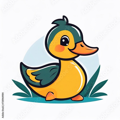 Duck logo, 2d flat illustration, drawing cartoon for design. photo