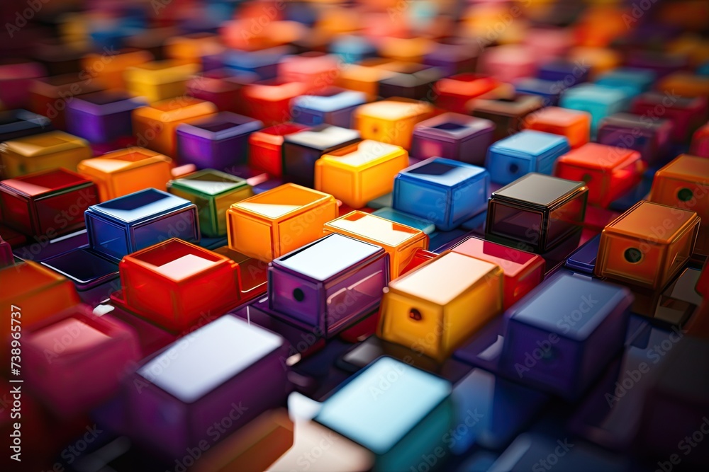 Obraz premium modern abstract background with colorful plastic cubes.