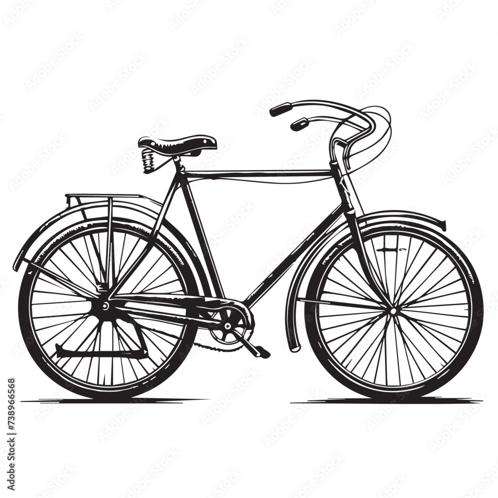 Bicycle in cartoon, doodle style . Image for t-shirt, web, mobile apps and ui. Isolated 2d vector illustration in logo, icon, sketch style, Eps 10, black and white. AI Generative