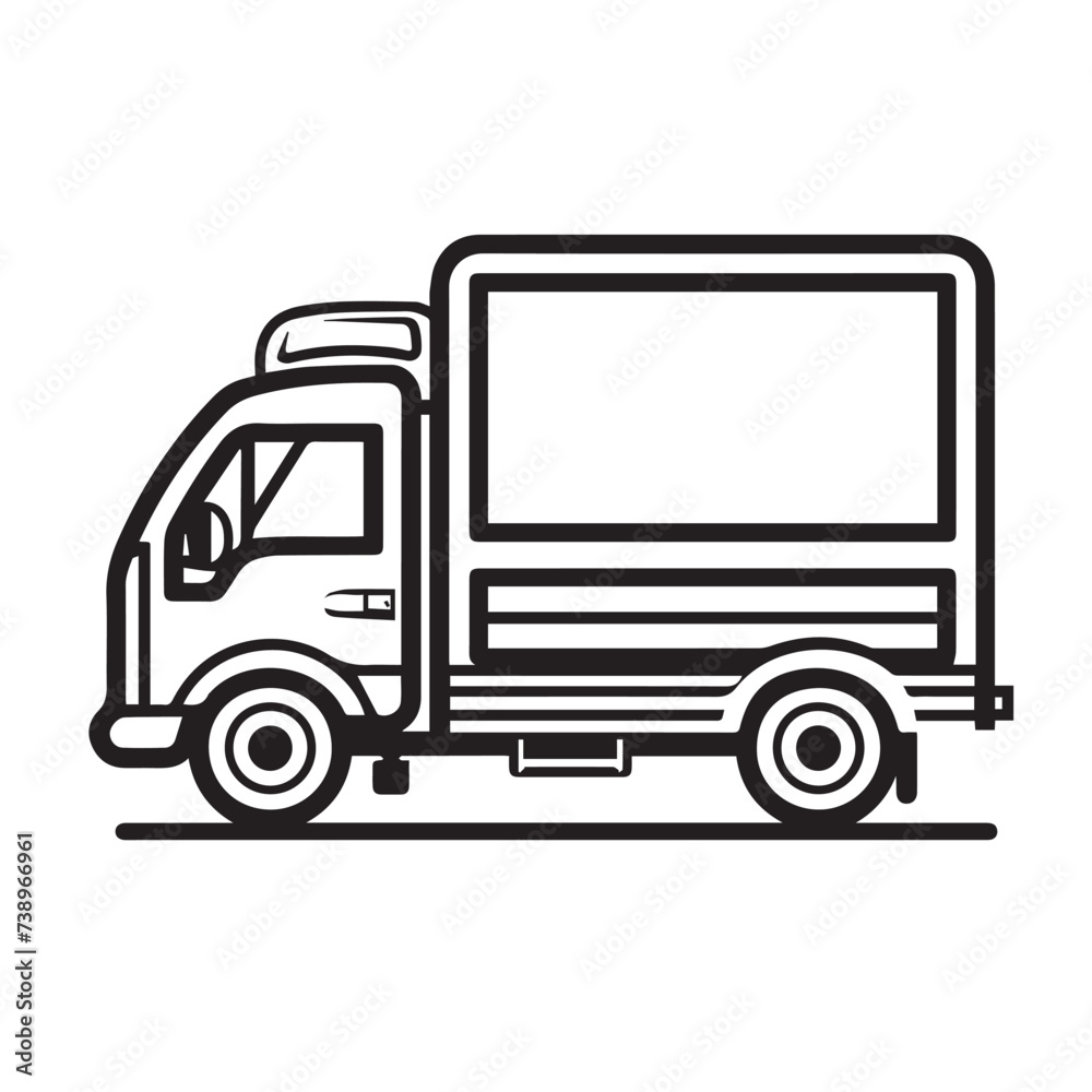 Refrigerated truck in cartoon, doodle style . Image for t-shirt, web, mobile apps and ui. Isolated 2d vector illustration in logo, icon, sketch style, Eps 10, black and white. AI Generative