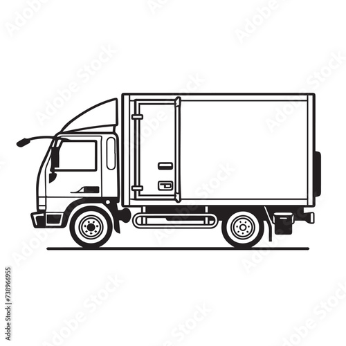 Refrigerated truck in cartoon, doodle style . Image for t-shirt, web, mobile apps and ui. Isolated 2d vector illustration in logo, icon, sketch style, Eps 10, black and white. AI Generative