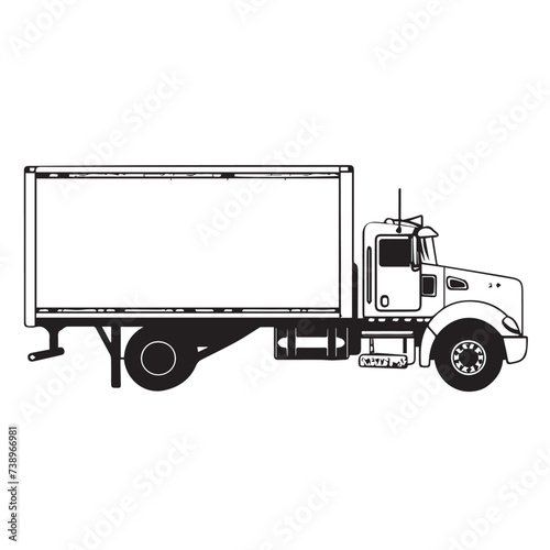 Refrigerated truck in cartoon, doodle style . Image for t-shirt, web, mobile apps and ui. Isolated 2d vector illustration in logo, icon, sketch style, Eps 10, black and white. AI Generative