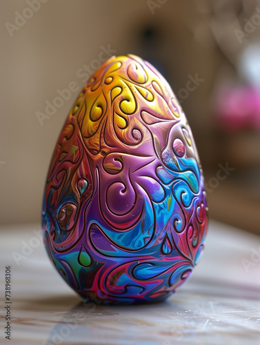 Uovo di Pasqua, colorato e di cioccolato. photo