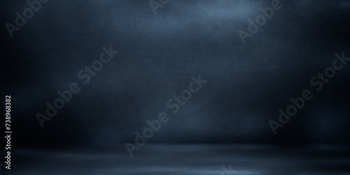 Dark blue studio room with spotlight backdrop wallpaper, blank perspective for show or display your product montage or artwork 