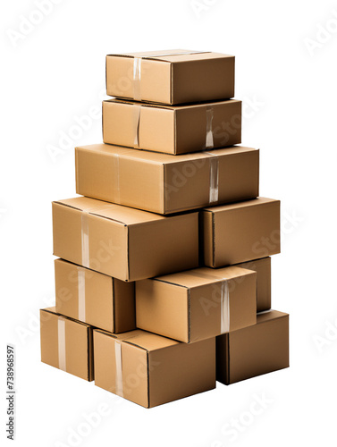 Cardboard boxes for parcels on white background