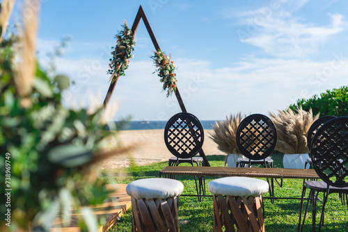 Beautiful wedding set up, beach ceremony