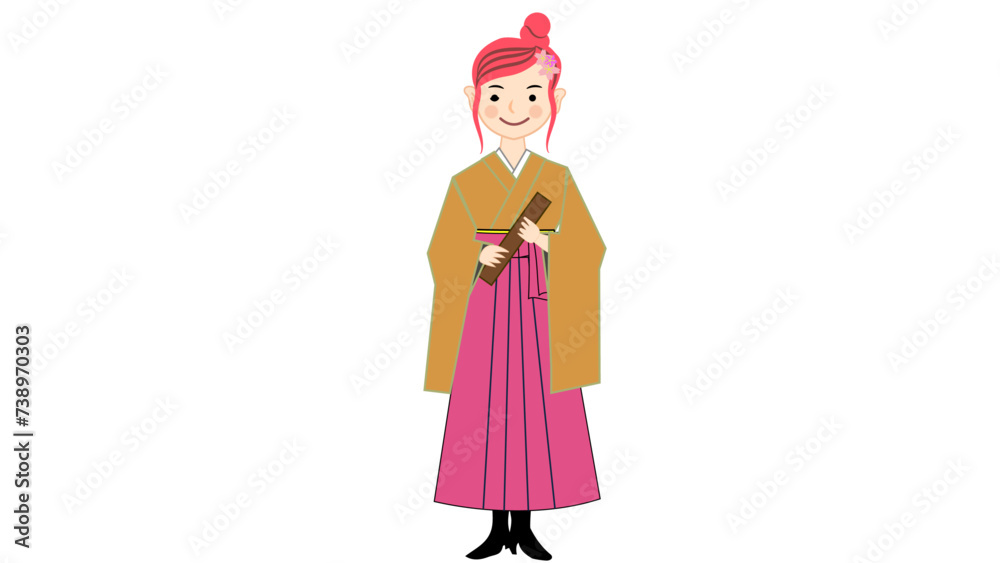 卒業式を終えた女学生 卒業式を終えた女学生