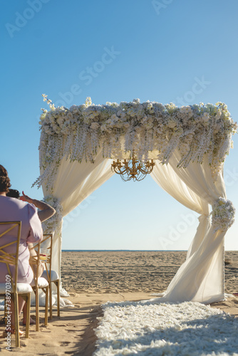 Beautiful wedding set up, beach ceremony