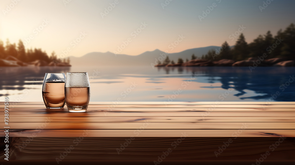 Empty wooden table for placing products Empty wooden table for placing products