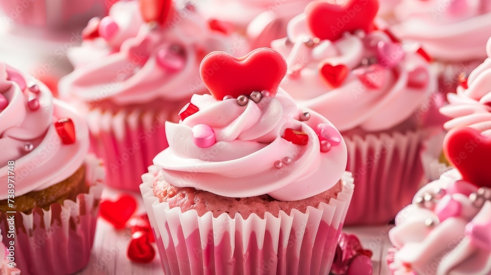 Pink Cupcakes with Hearts Pink Cupcakes with Hearts