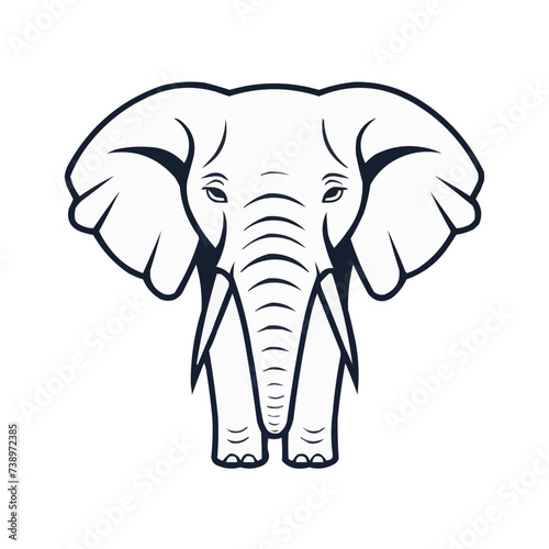 Elephant   Minimalist and Simple Line White background - Vector illustration