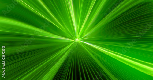 Green energy magic high-speed high-tech light digital tunnel frame of futuristic light rays energy lines. Abstract background