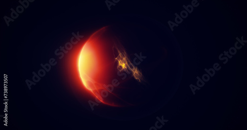 Spinning yellow orange fire energy sphere digital hi-tech ball futuristic magic circle glowing bright force field abstract background