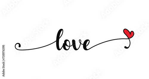 LOVE. Hand drawn modern brush calligraphy text: Love. Print for tee shirt. Lettering typography poster vector design for Valentine's day, romantic, wedding banner. Modern calligraphy scripts love.