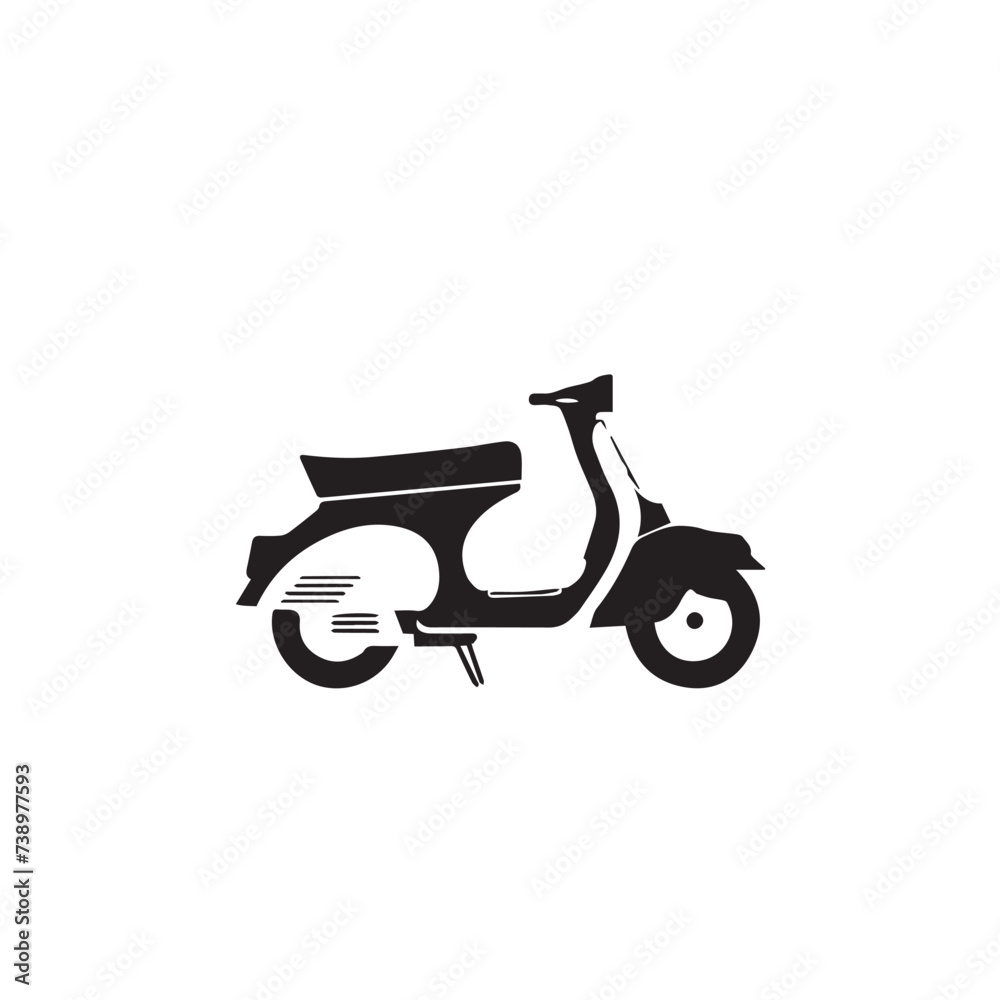 Scooter in cartoon, doodle style . Image for t-shirt, web, mobile apps and ui. Isolated 2d vector illustration in logo, icon, sketch style, Eps 10, black and white. AI Generative