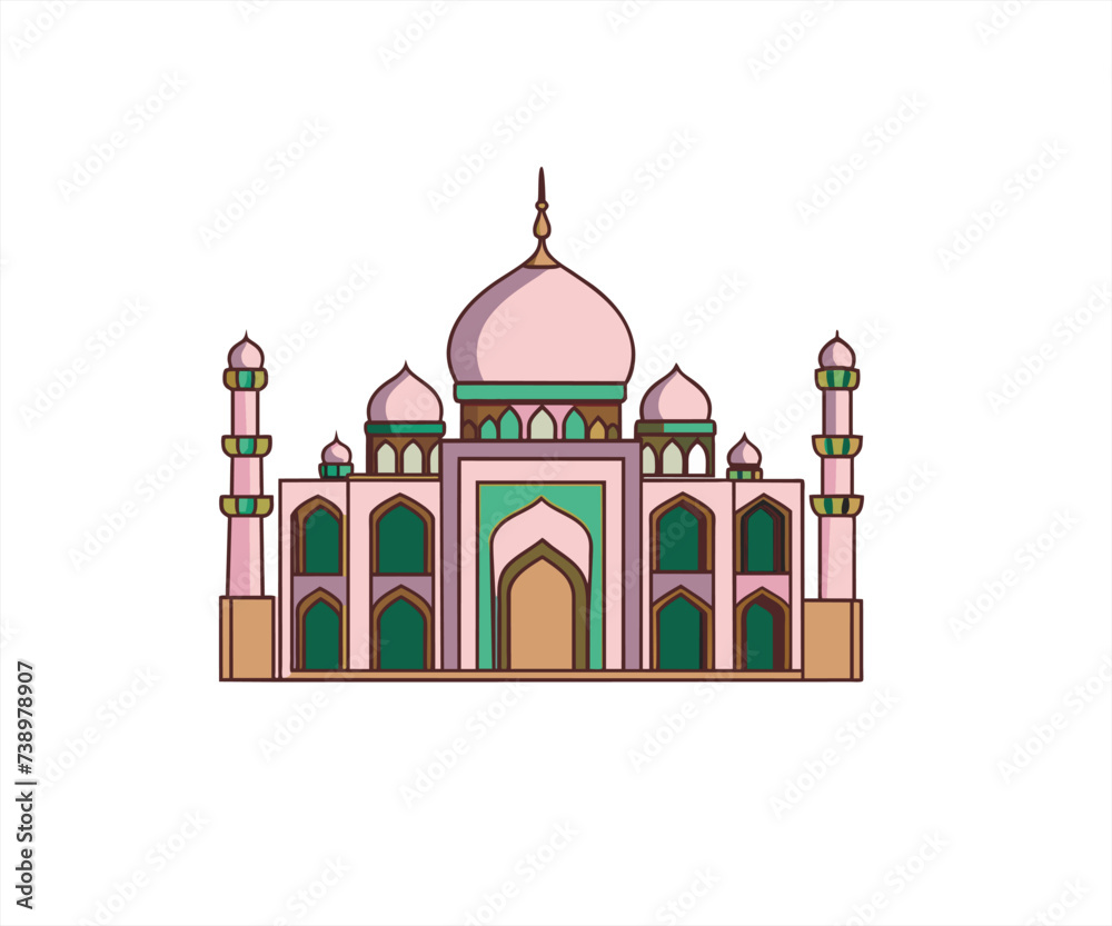 mosque cartoon illustration logo