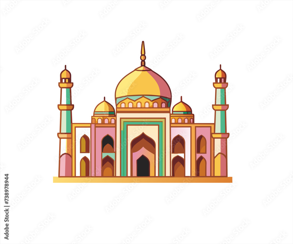 mosque cartoon illustration logo