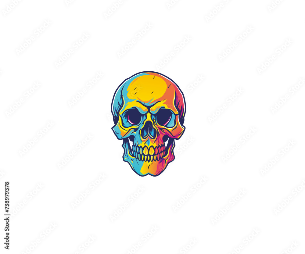 skull head colorfull logo design illustration skull head colorfull logo design illustration