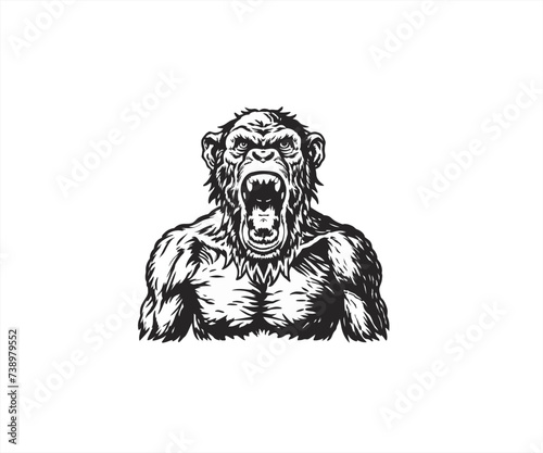 handrawn monkey angry logo illustration
