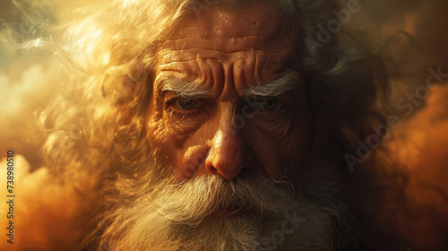 Close-up portrait of biblical old man. Patriarch Abraham, Isaac or Jacob. Christian illustration. photo