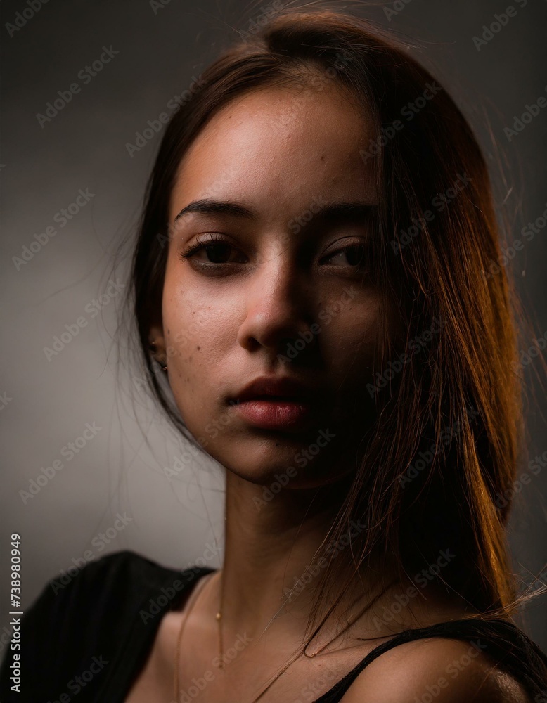 Moody portrait close up of a pretty woman Moody portrait close up of a pretty woman