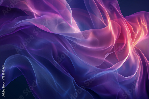 Abstract wavy background made of purple, blue and pink fabric, elegant horizontal backdrop design